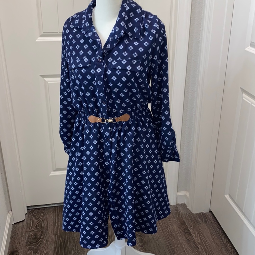 Always Indigo Lined Long Sleeve Dress - Picture 1 of 7